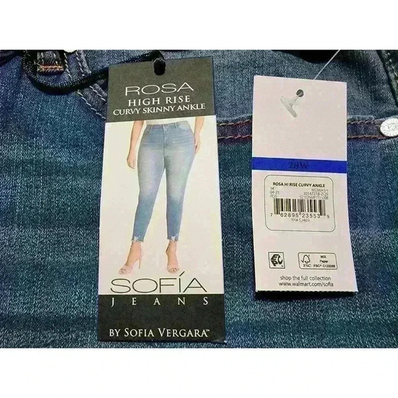 Sofia Vergara Jeans Rosa Size 28W High Rise Curvy Skinny ChaCha Ankle Fringe Hem - Picture 2 of 10